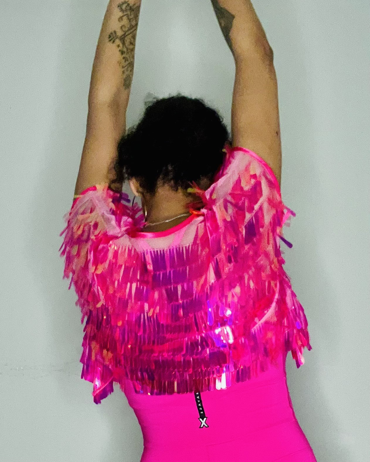 Sequin Cropped Kimono - Flamingo (Limited Edition)