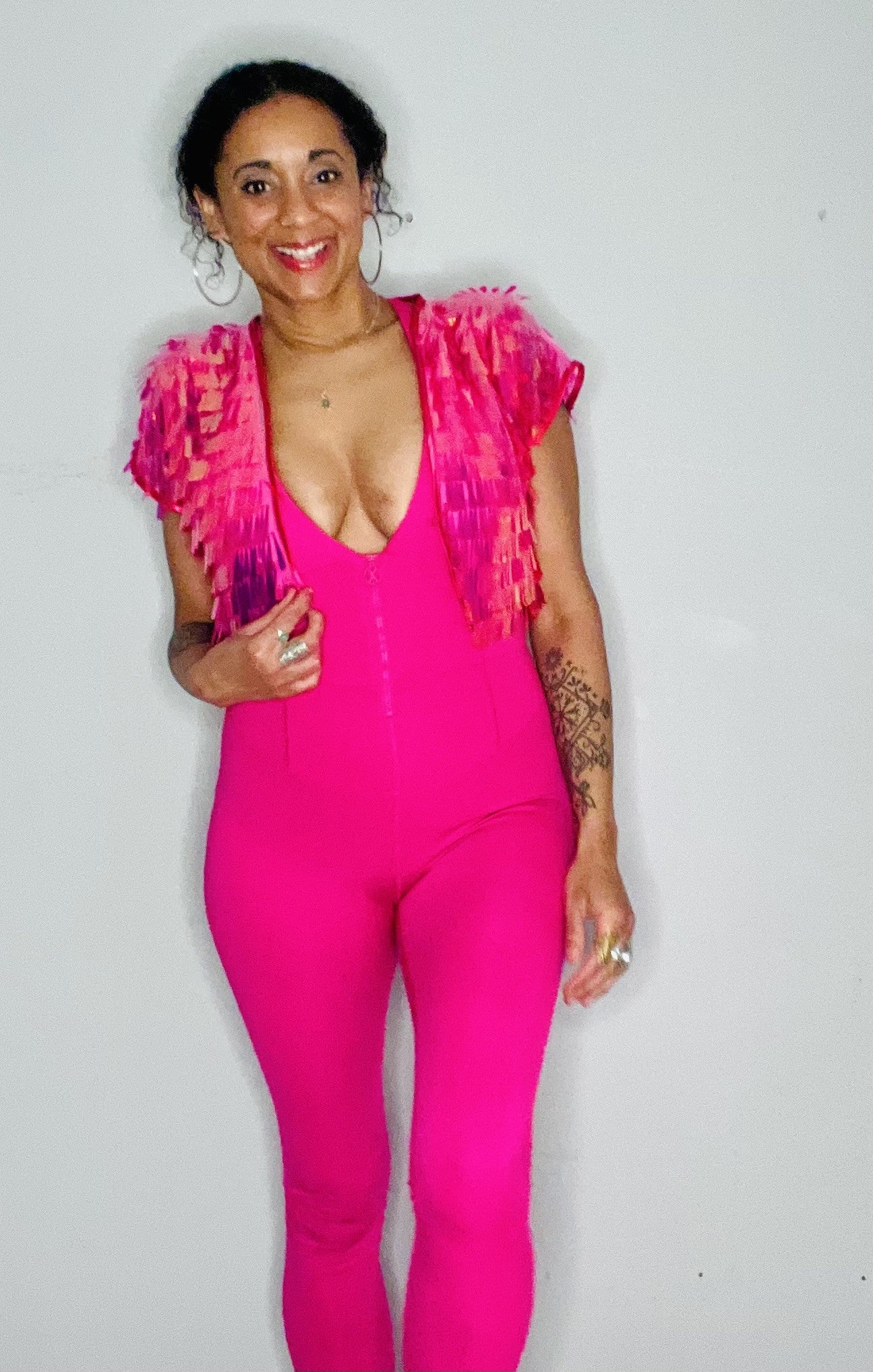 Sequin Cropped Kimono - Flamingo (Limited Edition)