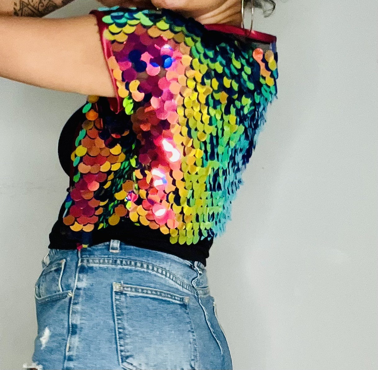 Sequin Cropped Kimono - Phoenix