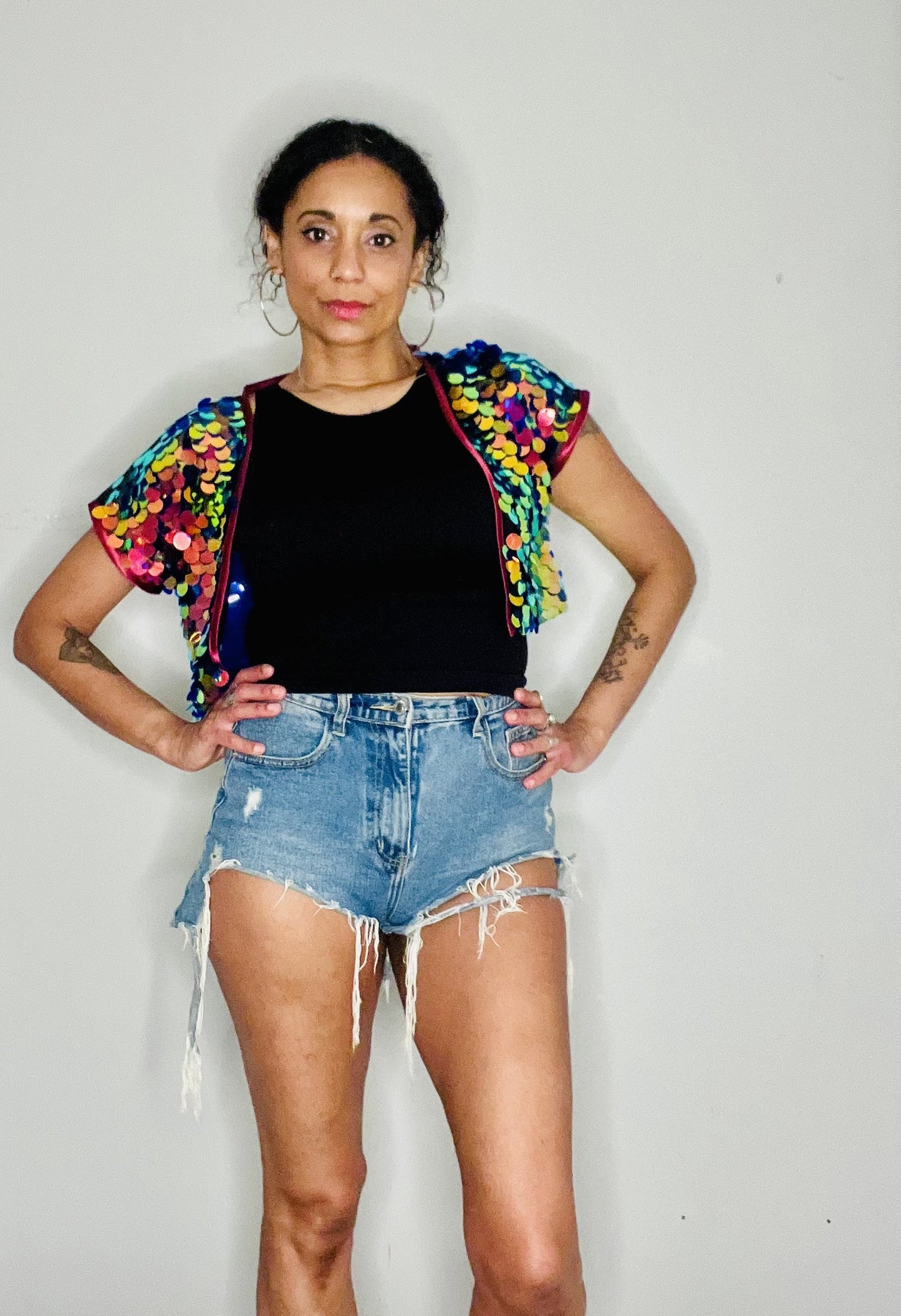 Sequin Cropped Kimono - Phoenix