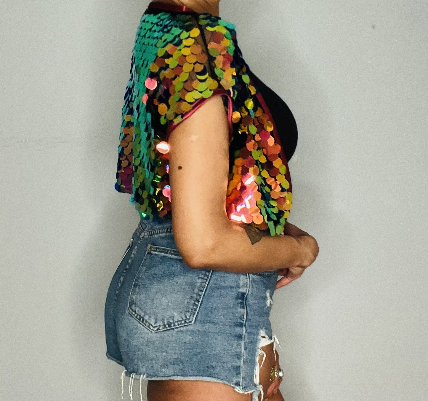 Sequin Cropped Kimono - Phoenix