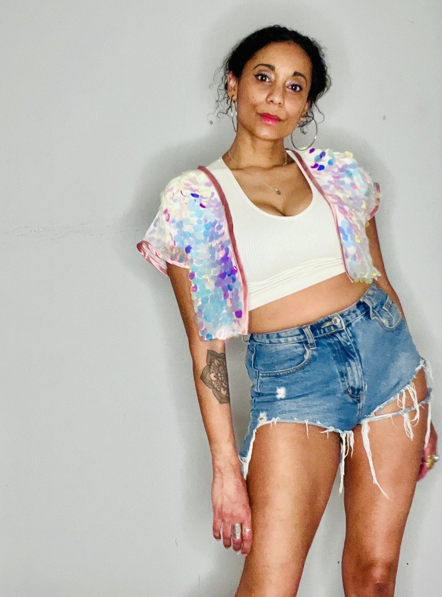 Sequin Cropped Kimono - Unicorn